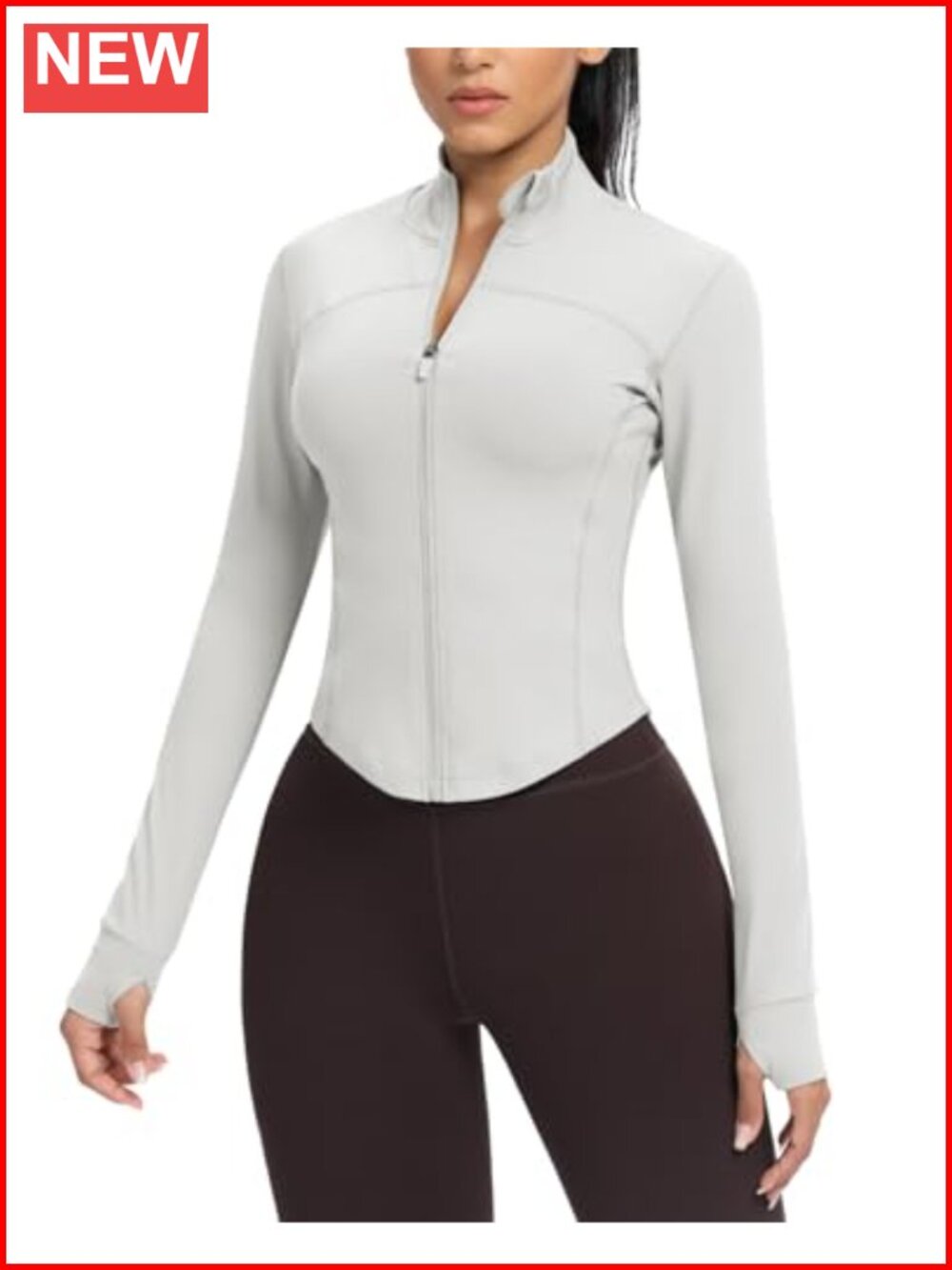 Cropped Running Jacket Zip Slim Fit Athletic Top